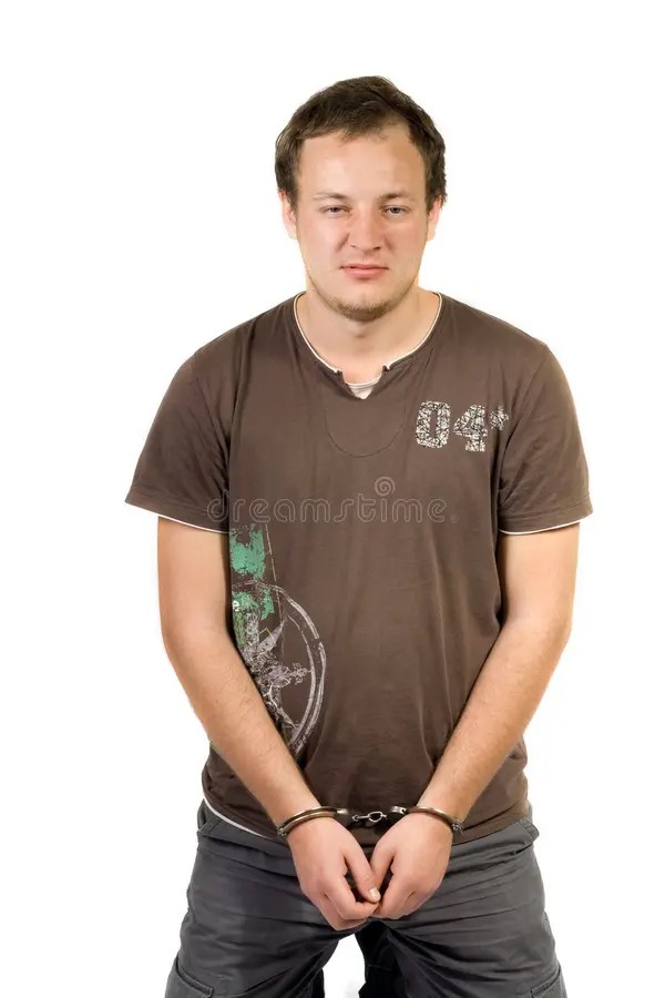 The Guy Chained In Handcuffs Stock Image Image of