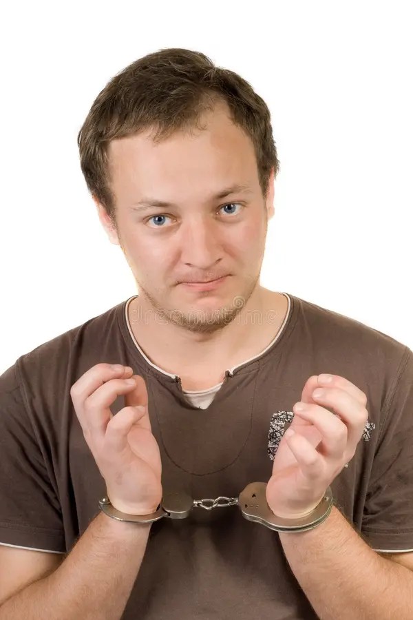 The Guy Chained In Handcuffs. Stock Image Image of crime