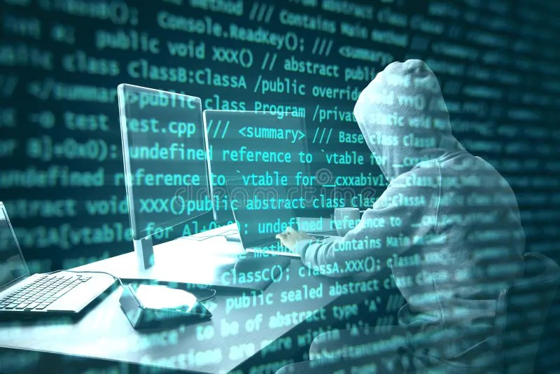 Hacker Programmer Using Computer Stock Image Image of