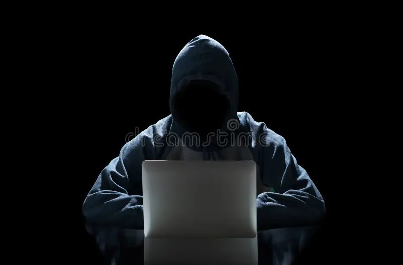 Hacker Typing On A Laptop Isolated On Black Background With A Computer Monitor Background Matrix Digital Data Code In Security Stock Image Image Of Crime Hack 137724075