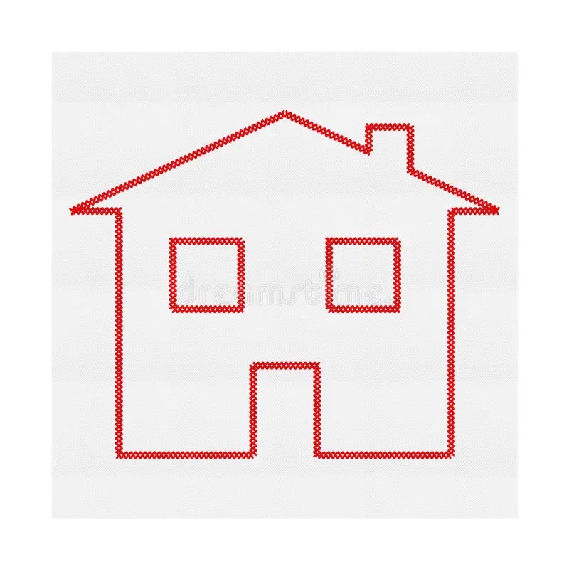 Embroidery Home Sweet Home Cross Stitch, Wood Hoop Stock Vector