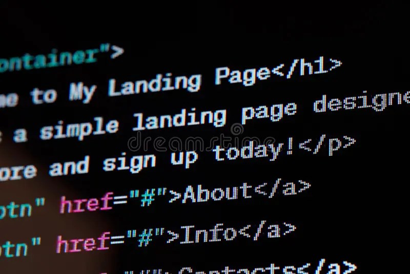 HTML website source code stock photo. Image of cyberspace 280704916