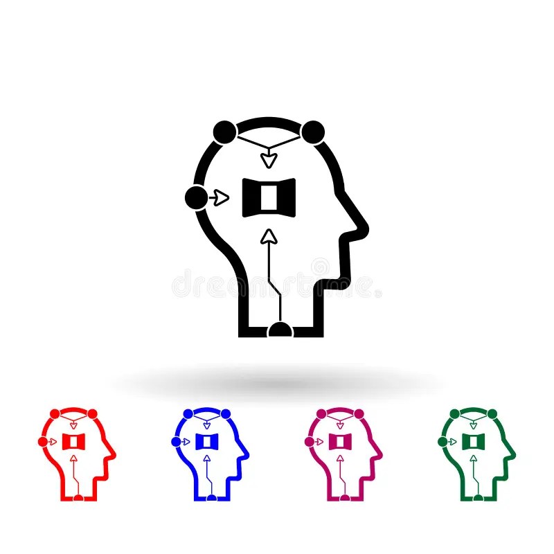 Human Mind, Target Multi Color Icon. Simple Thin Line, Outline Vector