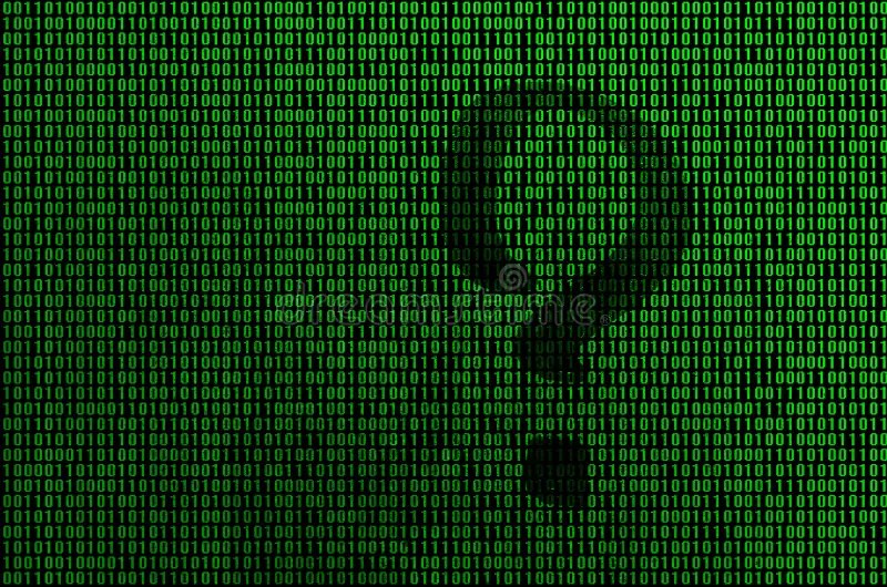 An Image of a Binary Code from Bright Green Digits, through Which the