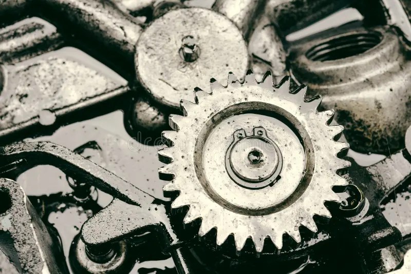 Inside gear of the engine stock image. Image of motor 99352051