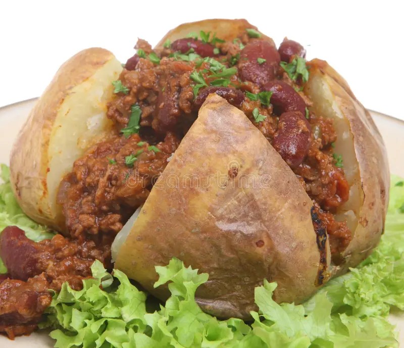 Jacket Potato with Chilli stock photo. Image of isolated 13460458