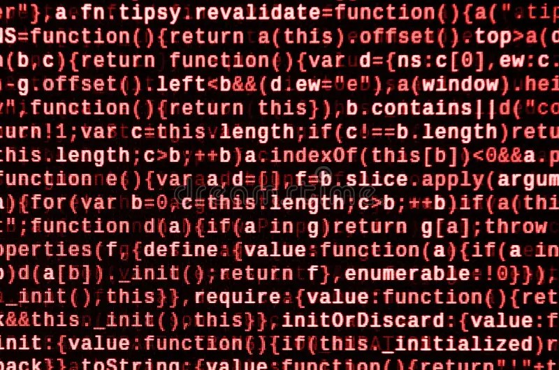 Javascript Functions, Variables, Objects. Monitor Closeup of Function