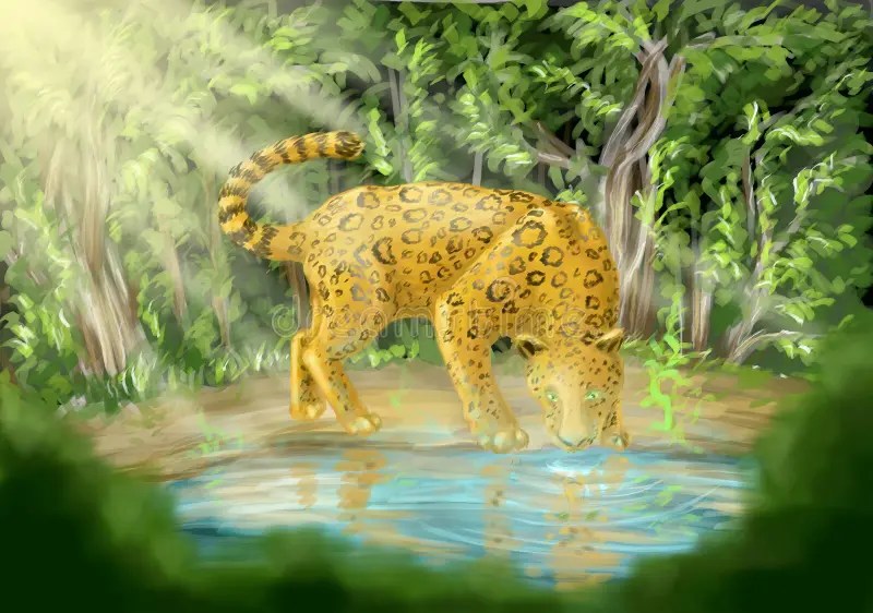 Animals drinking water stock vector. Illustration of landscape 31549124