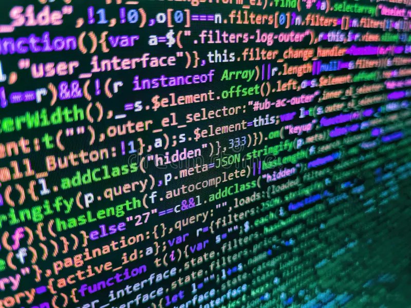 Lines of Code of a Software with Several Colors. Software Developer