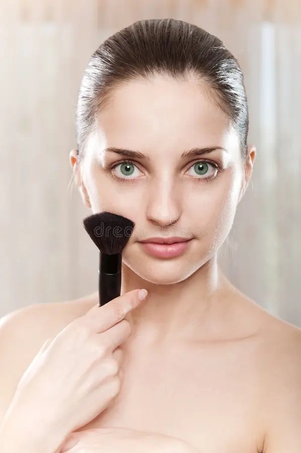 Makeup applying stock image. Image of apply, brush, cute 24977795