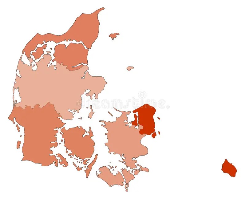 Denmark provinces maps stock vector. Illustration of districts 31932078