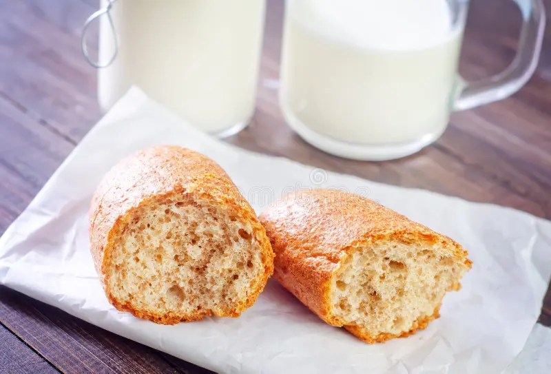 Milk and bread stock image. Image of freshly, cook, blue