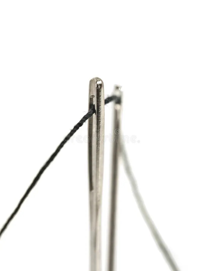 Needles with black thread stock image. Image of macro 12815843