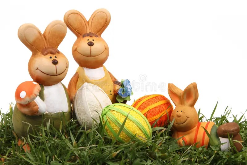 Osterhase und Eier stockfoto. Bild von tradition, handmade