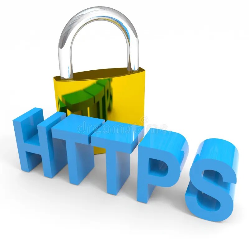 Padlock And HTTPS Word. Safety Concept. Royalty Free Stock