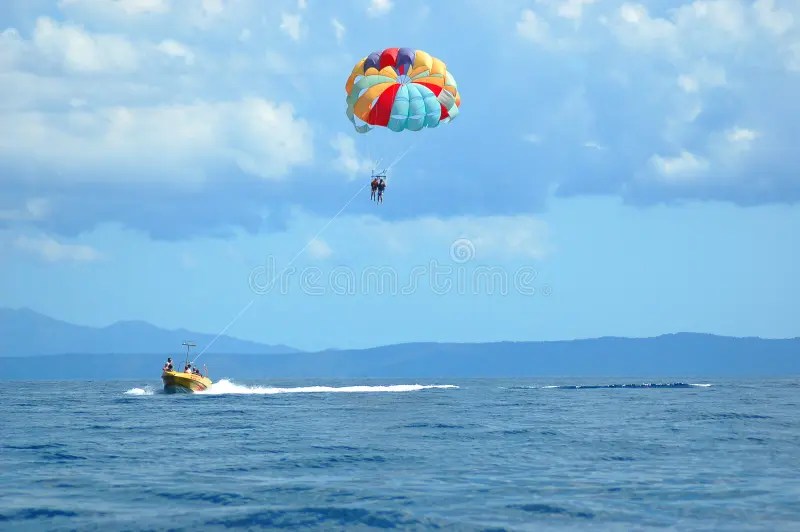 Parasailing Over the Caribbean Ocean Stock Photo Image of tropical