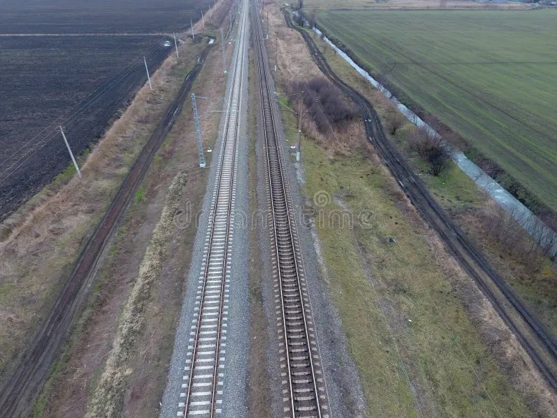 Plot Railway. Top View On The Rails. Highvoltage Power