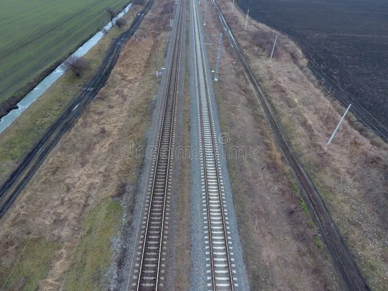 Plot Railway. Top View On The Rails. Highvoltage Power