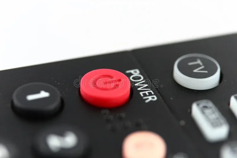 Red Power Button On TV Remote Control Stock Image Image of cropped