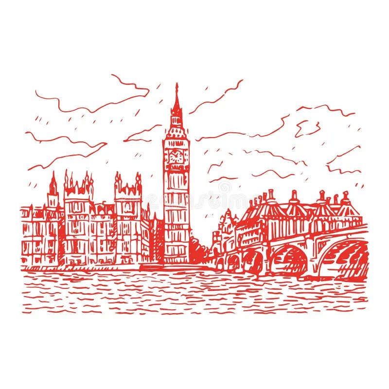 Palace Of Westminster And London City Skyline Text Stock Vector