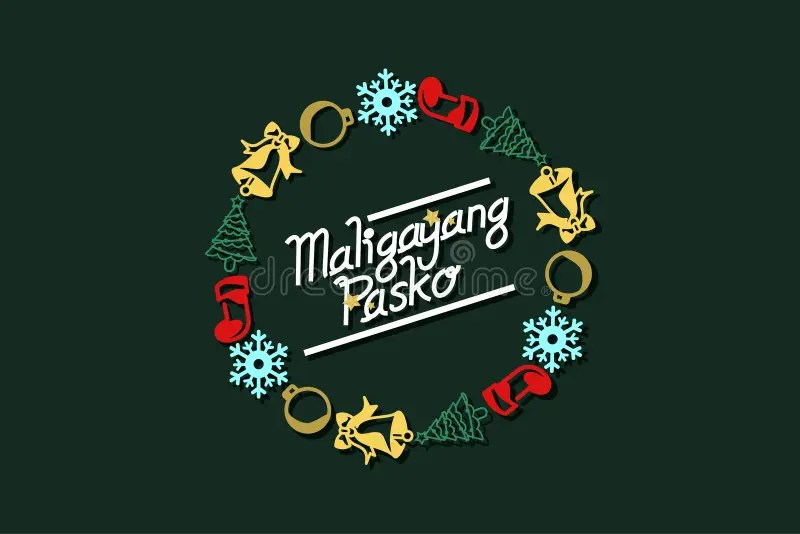 Merry Christmas Translate Translation Merry Christmas. Maligayang Pasko Vector Text Calligraphic