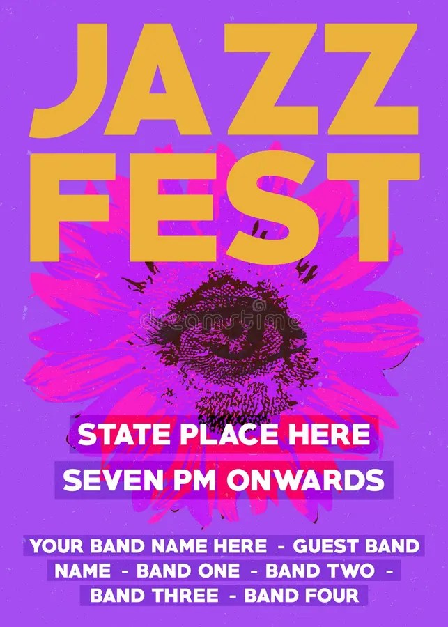 Jazz Music Festival or Fest, Jazz Night Gigs Poster, Brochure or Flyer