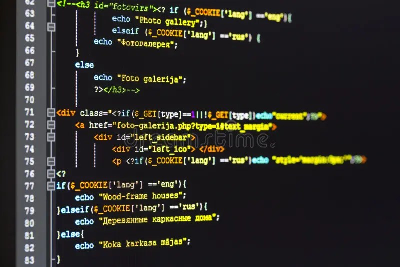Programming Code on Computer Screen Stock Image Image of coding