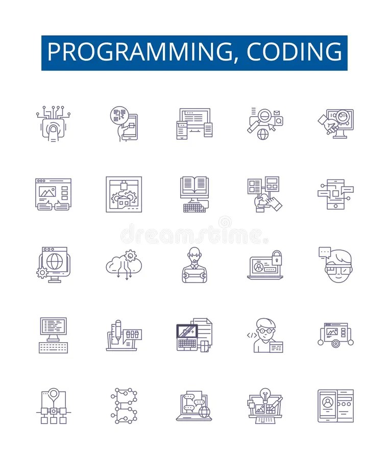 Programming, Coding Line Icons Signs Set. Design Collection of