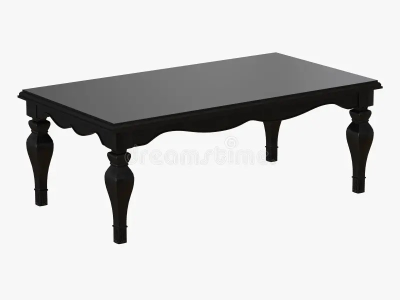 Rectangular Black Coffee Table on White Background 3d Rendering Stock