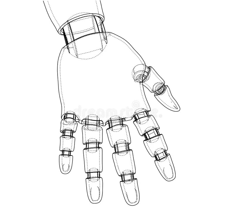 Robot Hand Outline. Vector Rendering of 3d Stock Vector Illustration of electronics, engineer
