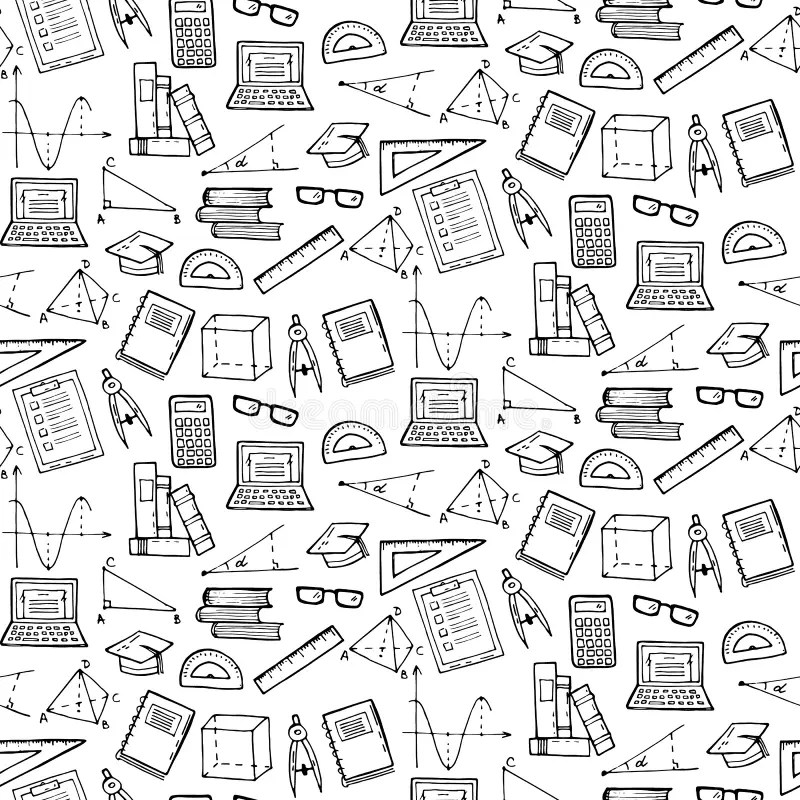 Seamless Pattern with Math and Geometry Elements Stock Illustration