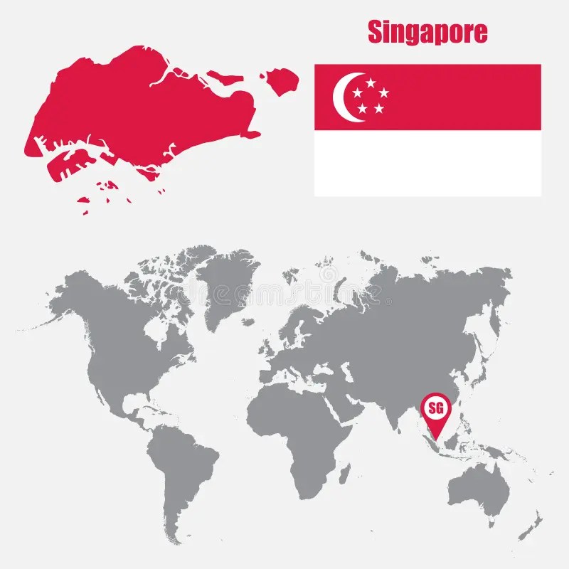 Singapore on World Map SVG Vector Location on Global Map