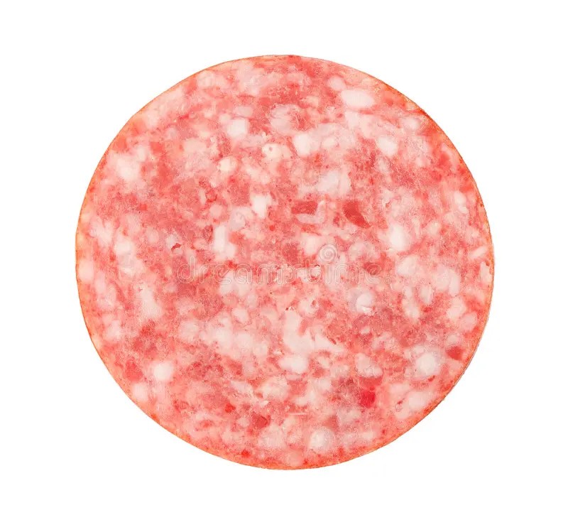 Slice of salami stock image. Image of isolated, food 29338463