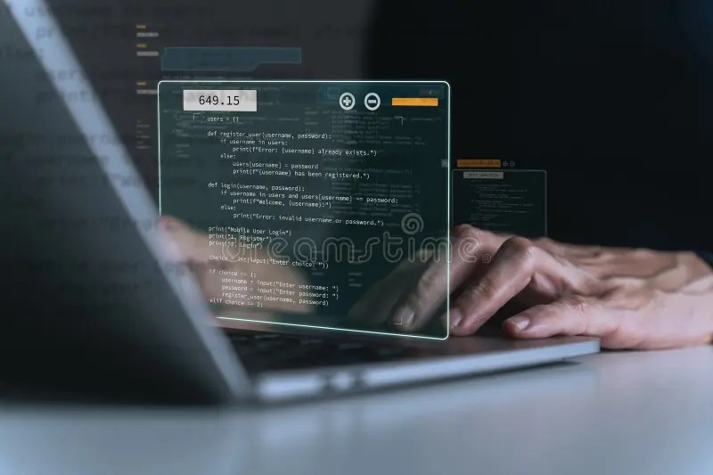 Software Developer or Programmer Coding Program with Laptop. Create