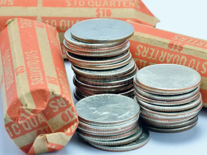 Stack Of Quarters stock image. Image of macro, twenty 23630337