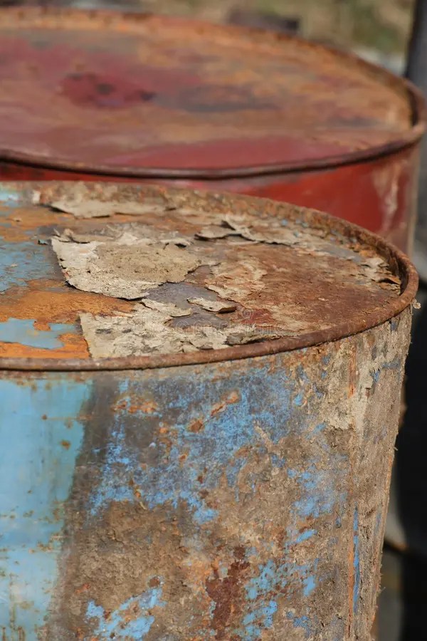 Stack of rusting barrels stock image. Image of containers 8805599