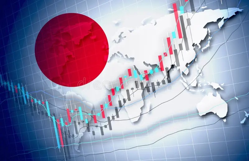 Japan Economy Global Market Background Design Chart Material Graph Illustration Stock