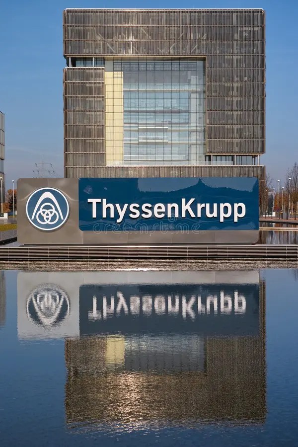 Logotipo De Thyssenkrupp No Fundo Azul Imagem Editorial Imagem de
