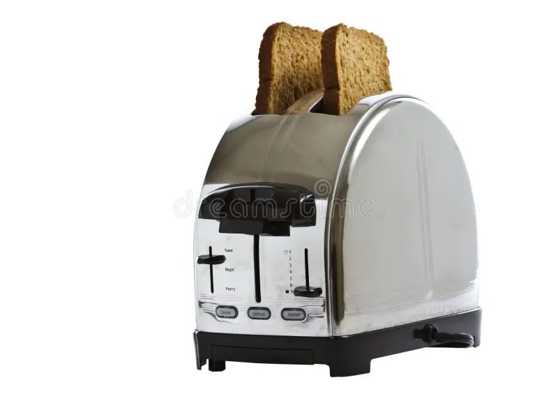 Shiny Chrome Toaster with Two Slices of Bread Stock Image Image of