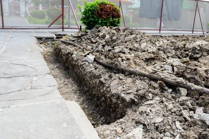 Underground Cable Contruction Stock Image Image of fiber, pipe 58262997