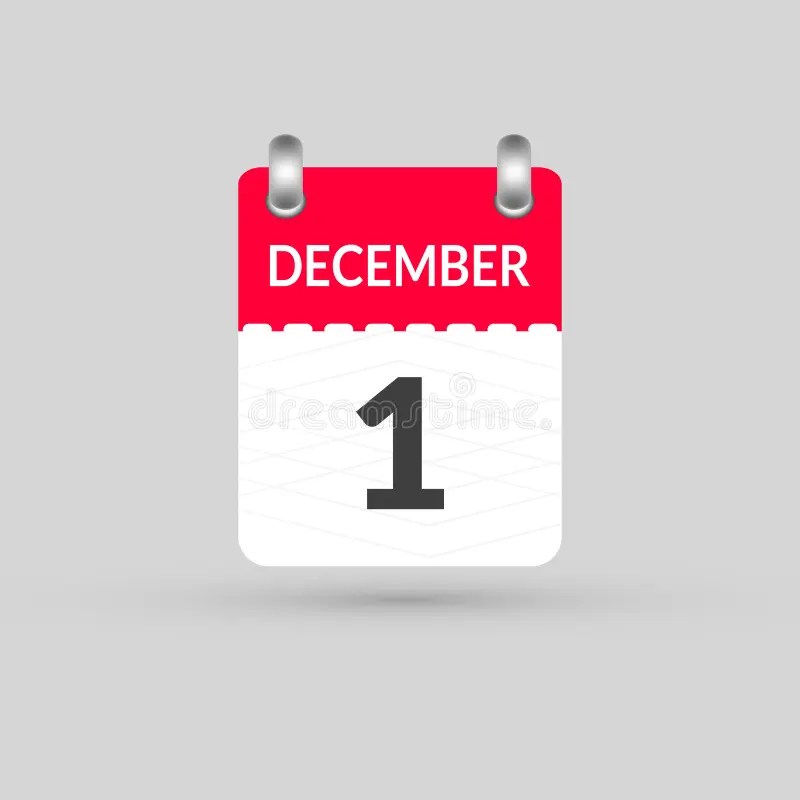 December 1 Calendar Date, Month Icon Stock Vector Illustration of