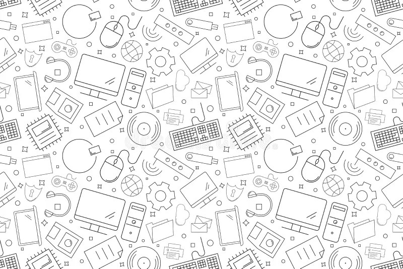 Vector Computer Pattern. Computer Seamless Background Stock Vector