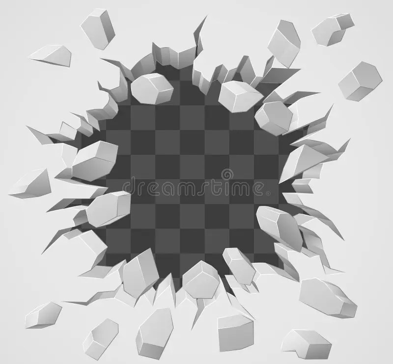 Wall Background Hole Breaking through Design Stock Vector