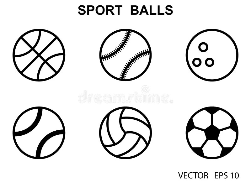 Set of Black and White Sports Balls .Vector Illustration.Flat Style