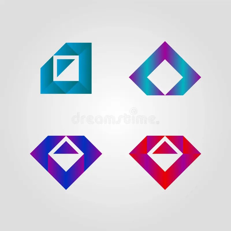 Set of Good Color Logo. Creative Square Triangle Diamond Logo Design