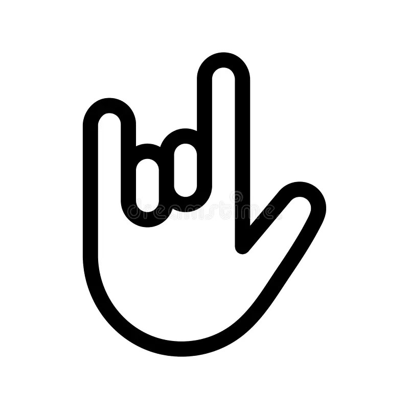 Rock And Roll Hand Vector Line Icon Isolated On White Background Stock