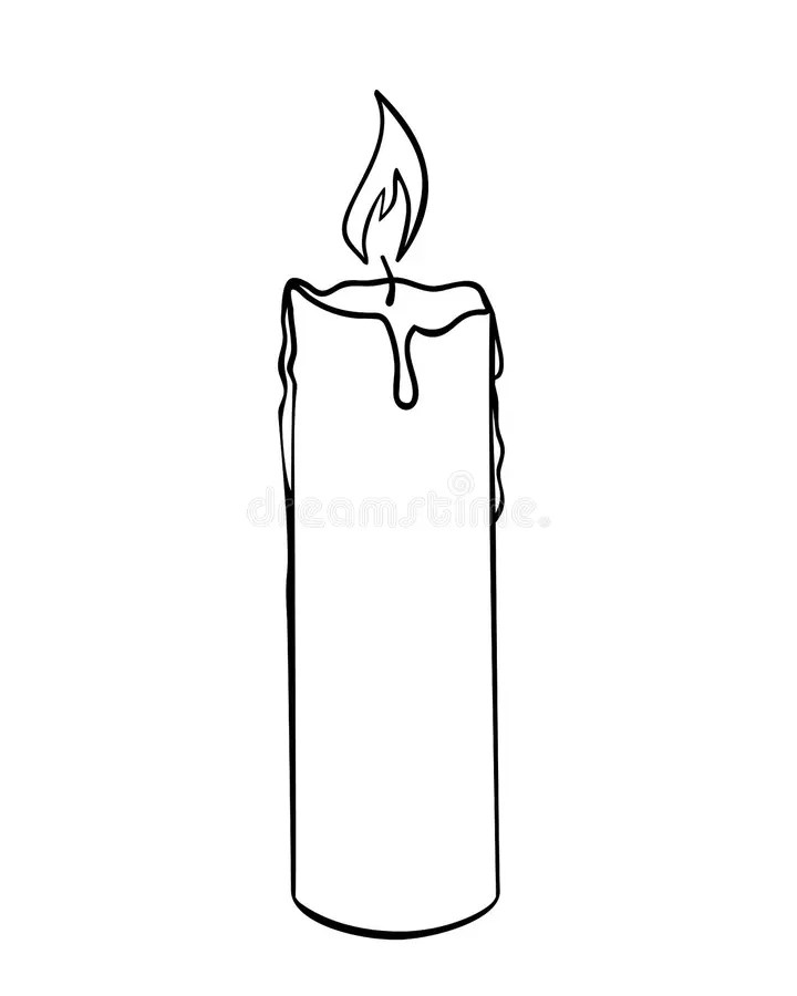 Wax Candle Pictogram or Logo. Wax Burning Candle Vector Linear