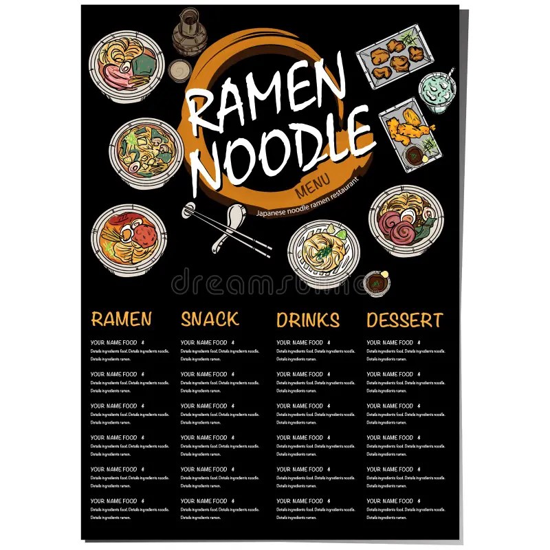 Menu Ramen Noodle Japanese Food Template Design Stock Vector