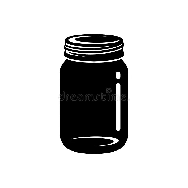 Silhouette Mason Jar Candle Holder. Outline DIY Lantern Icon. Black Simple Illustration of Cozy