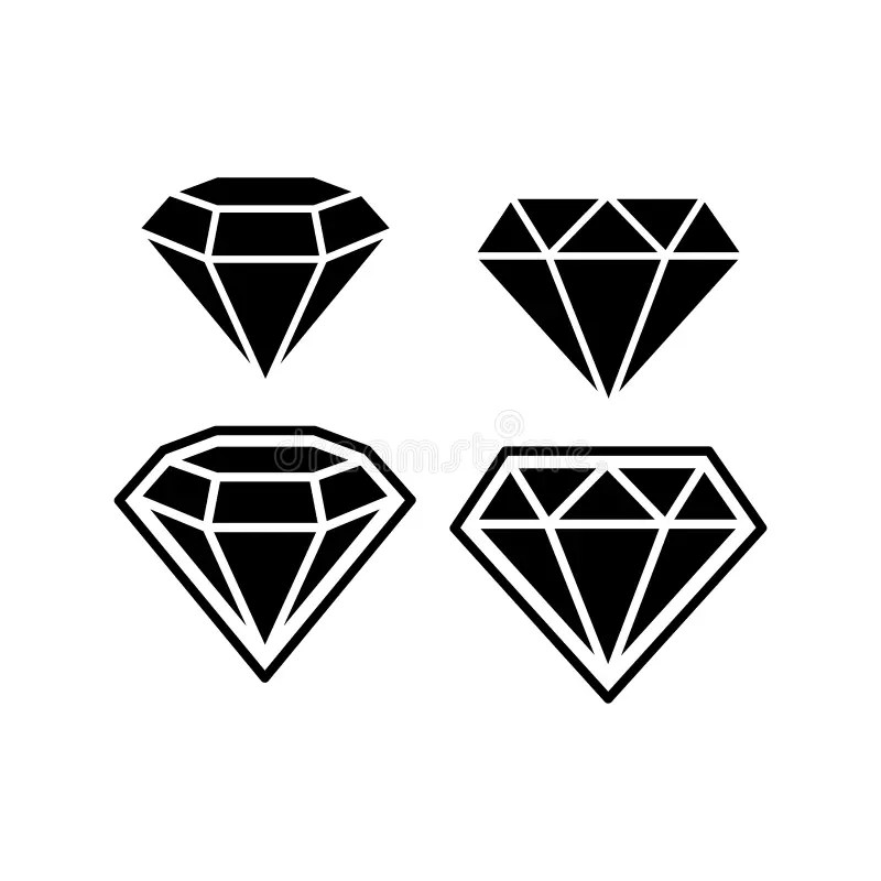 A Set of Diamonds in a Flat Style. Abstract Black Diamond Collection